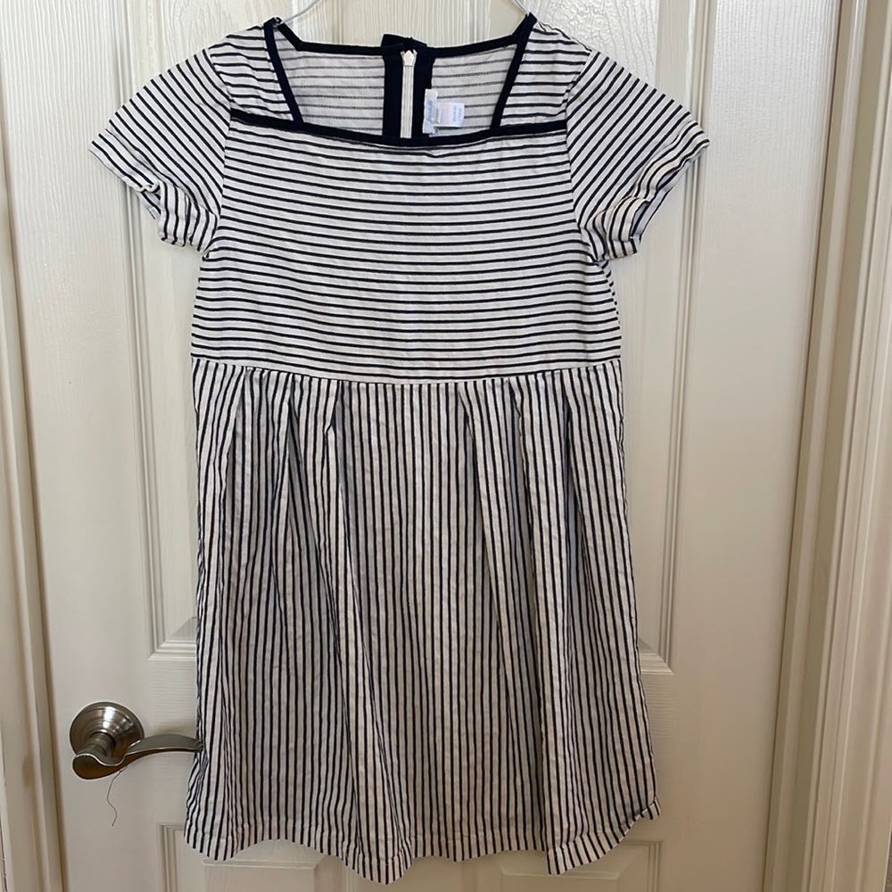 Jacadi navy and white striped girls dress